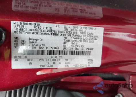 2016 Ford Focus Se из США, поврежденный, VIN 1FADP3F22GL268344